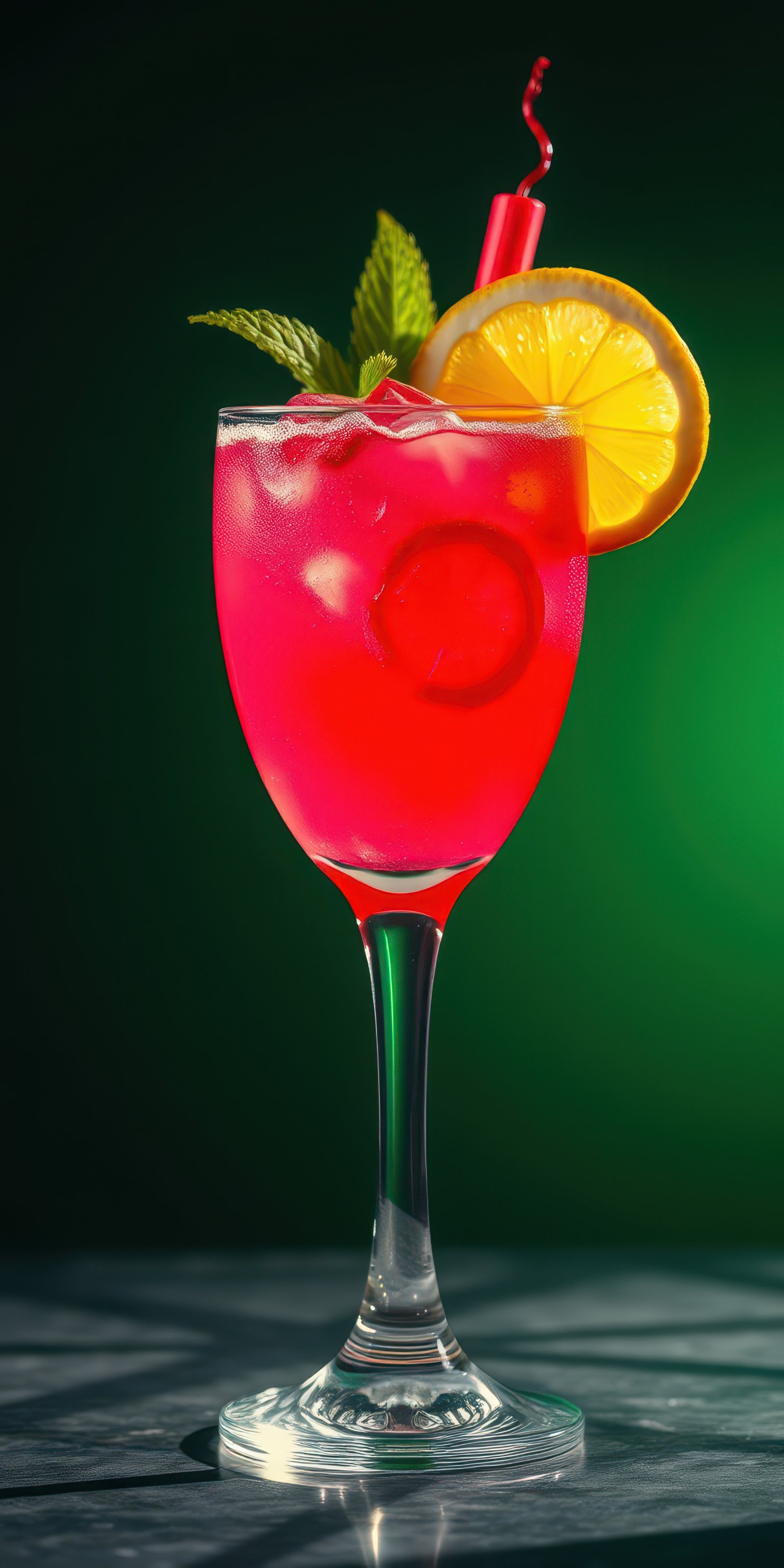 Refreshing pink cocktail garnished with citrus and mint in a bright setting